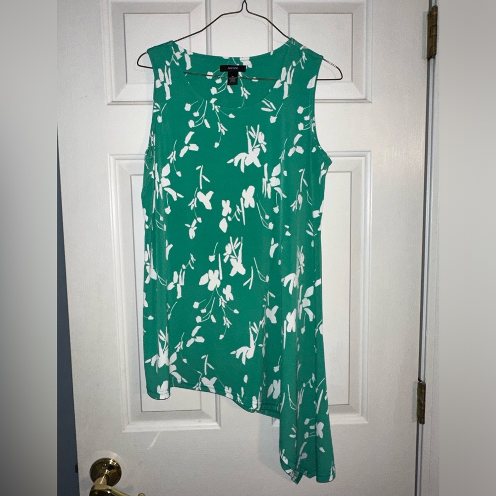 Alfani green floral tunic blouse- medium